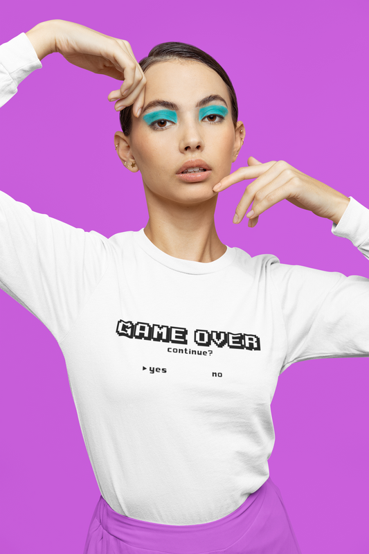 Game Over - White Unisex Long Sleeve Tee