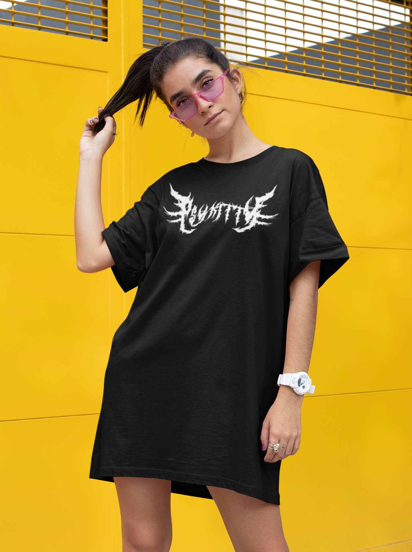 Black Metal T-shirt Dress