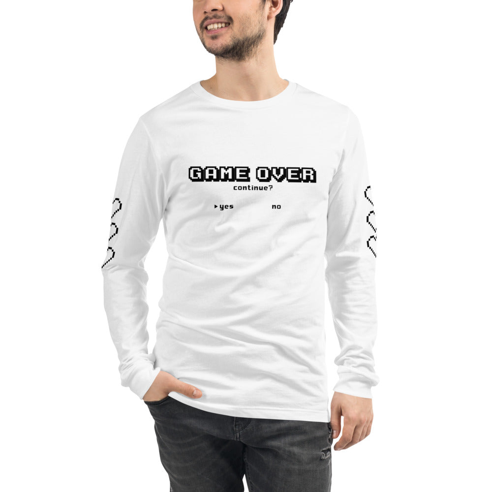 Game Over - White Unisex Long Sleeve Tee