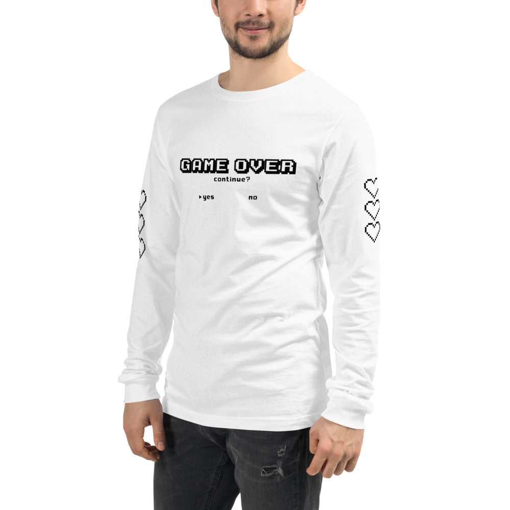 Game Over - White Unisex Long Sleeve Tee