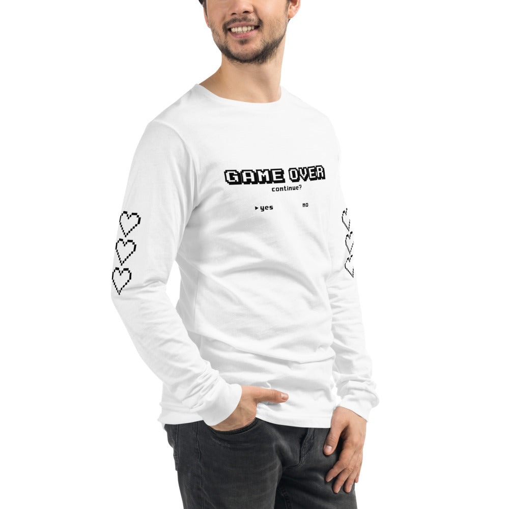 Game Over - White Unisex Long Sleeve Tee